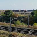 East Coast Main Line looking to the site of Butterwell open cast mine