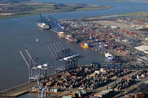 Aerial view of the Port of Felixstowe. Photo credit: John Fielding