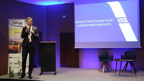 Anton Sabaleuski speaks at RailFreight Summit 2019, source: RailFreight Summit