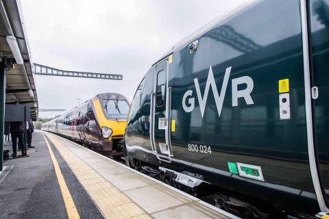 GWR train and CrossCountry train at the platform