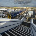 View looking down the steps to the platform at Inverness Airport station