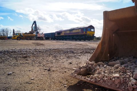 Freight train delivery to Calvert HS2 site