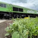 DB Cargo UK locomotive painted in green Climate Hero livery