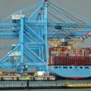 A large container ship at Maasvlakte 2. Photo: Kees Torn