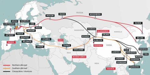 The Amsterdam-Yiwu and other Eurasian routes. Picture: Nunner