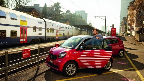 SBB Mobility Click & Drive service at Swiss train station, source: SBB