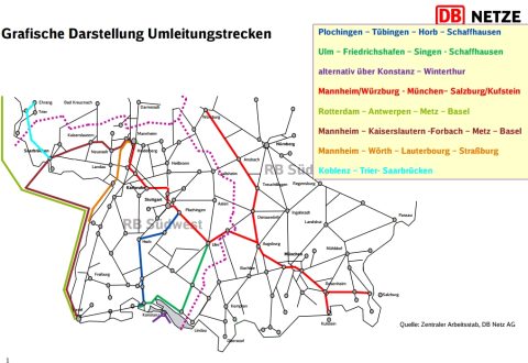 Detour routes provided by Deutsche Bahn