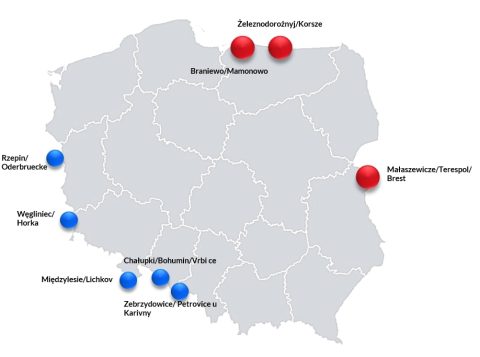 The most important border crossings for intermodal traffic. Source: UTK