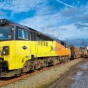 Colas Class 70 locomotive at the head of a timber train