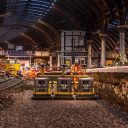 Track renewal machines in York station relaying tracks