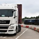 Truck and train at a rail terminal