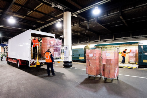 Night parcels operations at Euston station