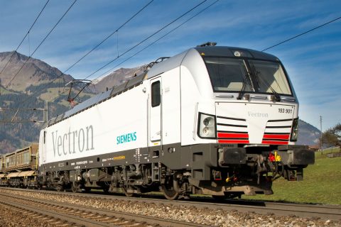 Vectron with load shortly after Kander Tunnel. Source: Siemens