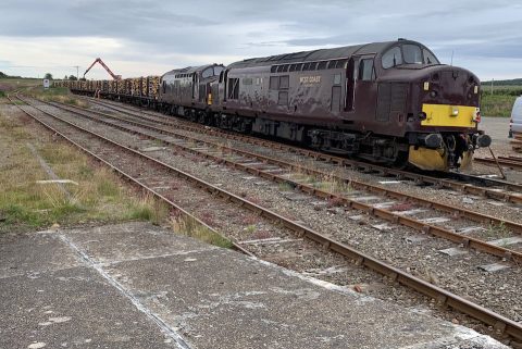 Timber train anoint to depart at Altnabreac