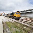 Train being loaded with construction spoil on the HS2 project site