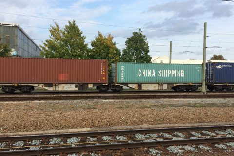 Freight train on the Silk Road