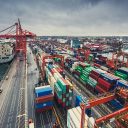 Aerial view of vast container complex at Vancouver - used for illustrative purposes