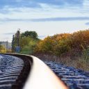 Ground level picture of a railway track