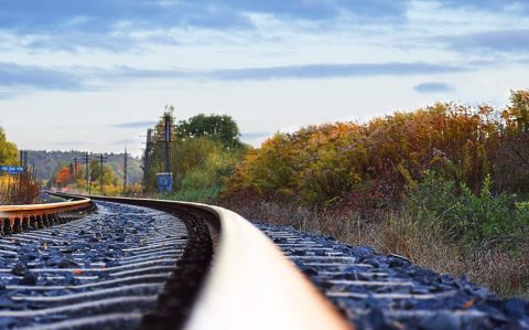 Ground level picture of a railway track