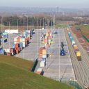 Aerial image of a rail freight terminal as imagined by Segro