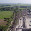 aeriel shot of railway junction at Ely in Cambridgeshire