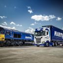 Maritime locomotive and truck line up for the cameras