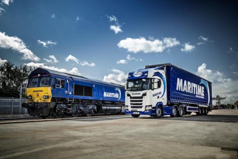 Maritime locomotive and truck line up for the cameras