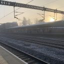 A frosty misty morning at Tamworth station's West Coast Main Line platforms