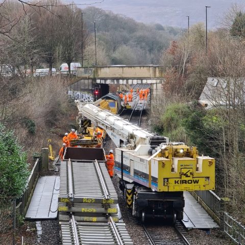 Track works at Dore looking west towards Hope Valley